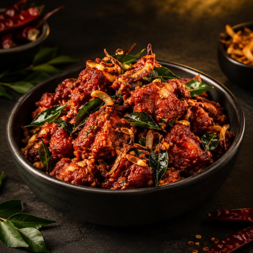 Chicken 555 — The Andhra favourite — crispy fried chicken tossed in a fiery chilli and curry-leaf sauce.